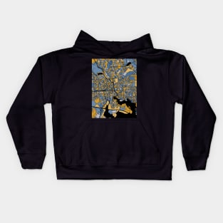 Baltimore Map Pattern in Blue & Gold Kids Hoodie